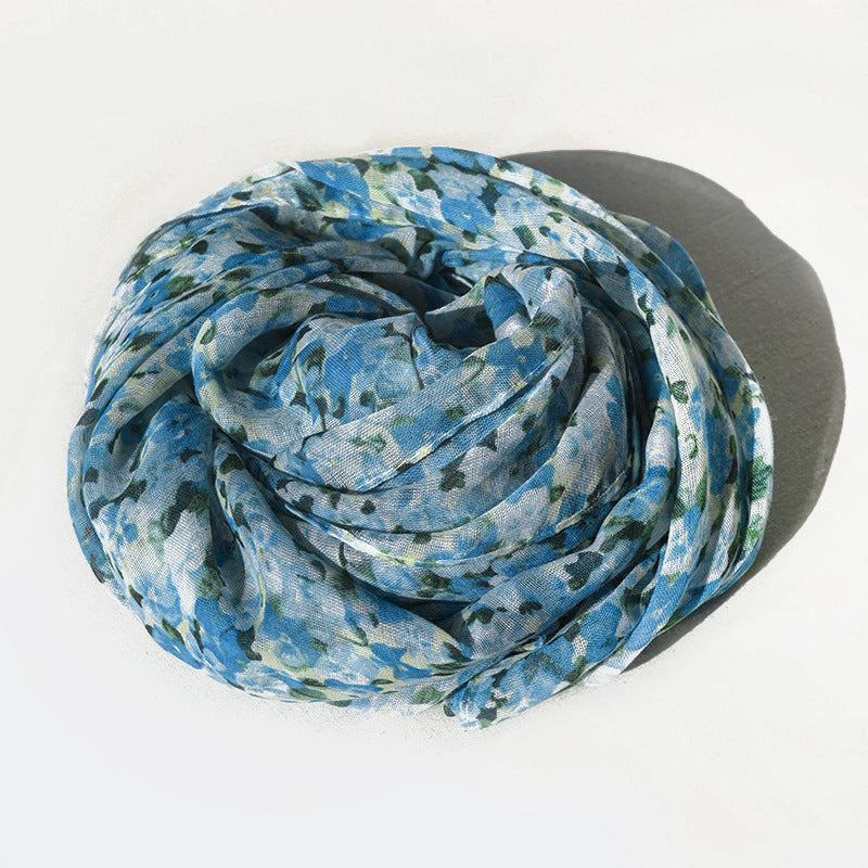 Classic Floral Silk Scarf Imitated Silk Scarves Fashion Casual Shawl Outdoor