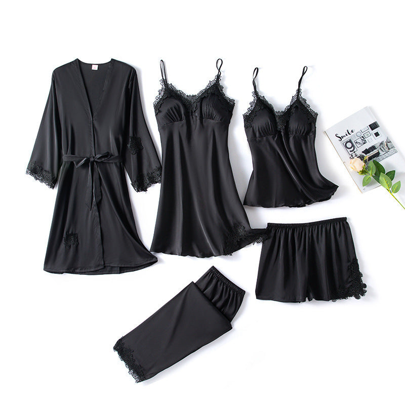 Summer Ice Silk Ladies Nightgown With Chest Pad