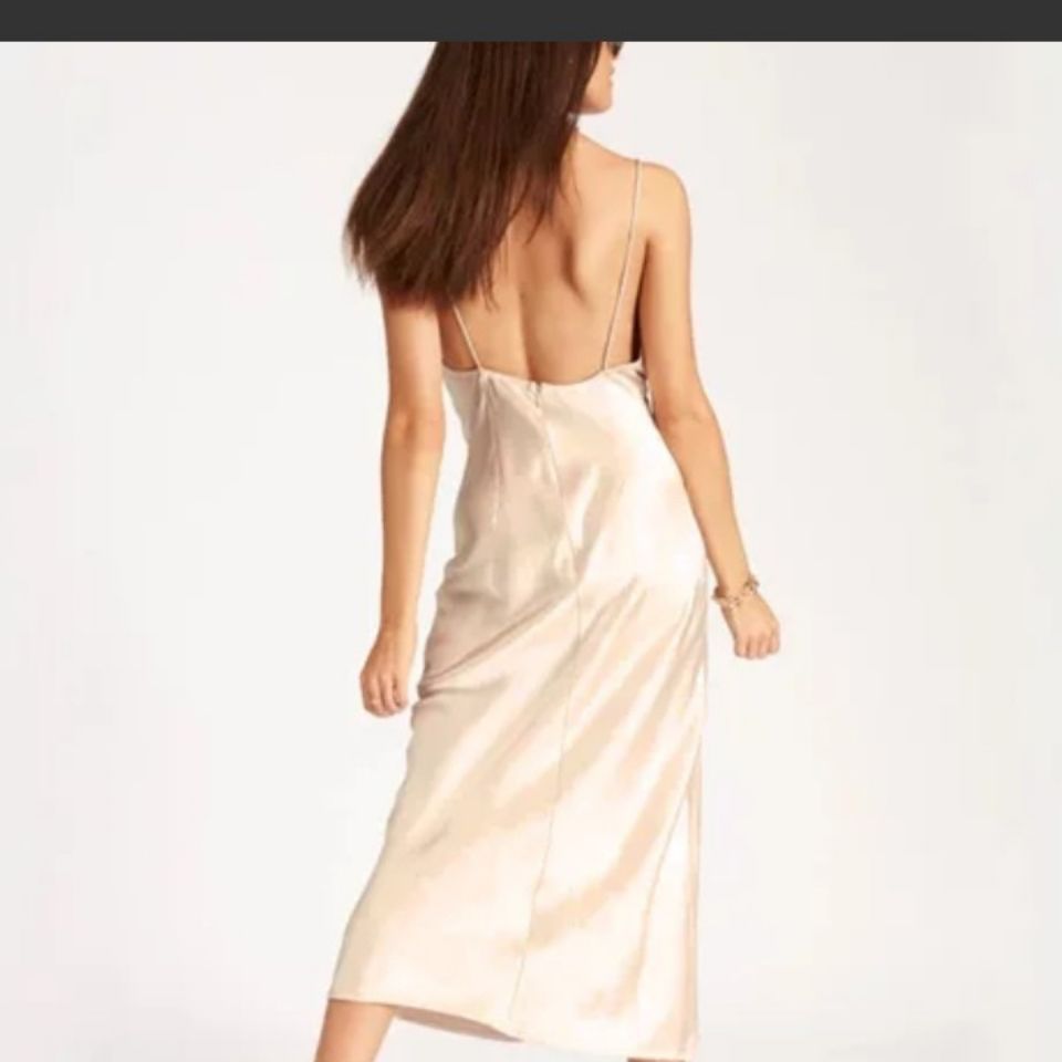 Glossy satin silk dress with suspenders