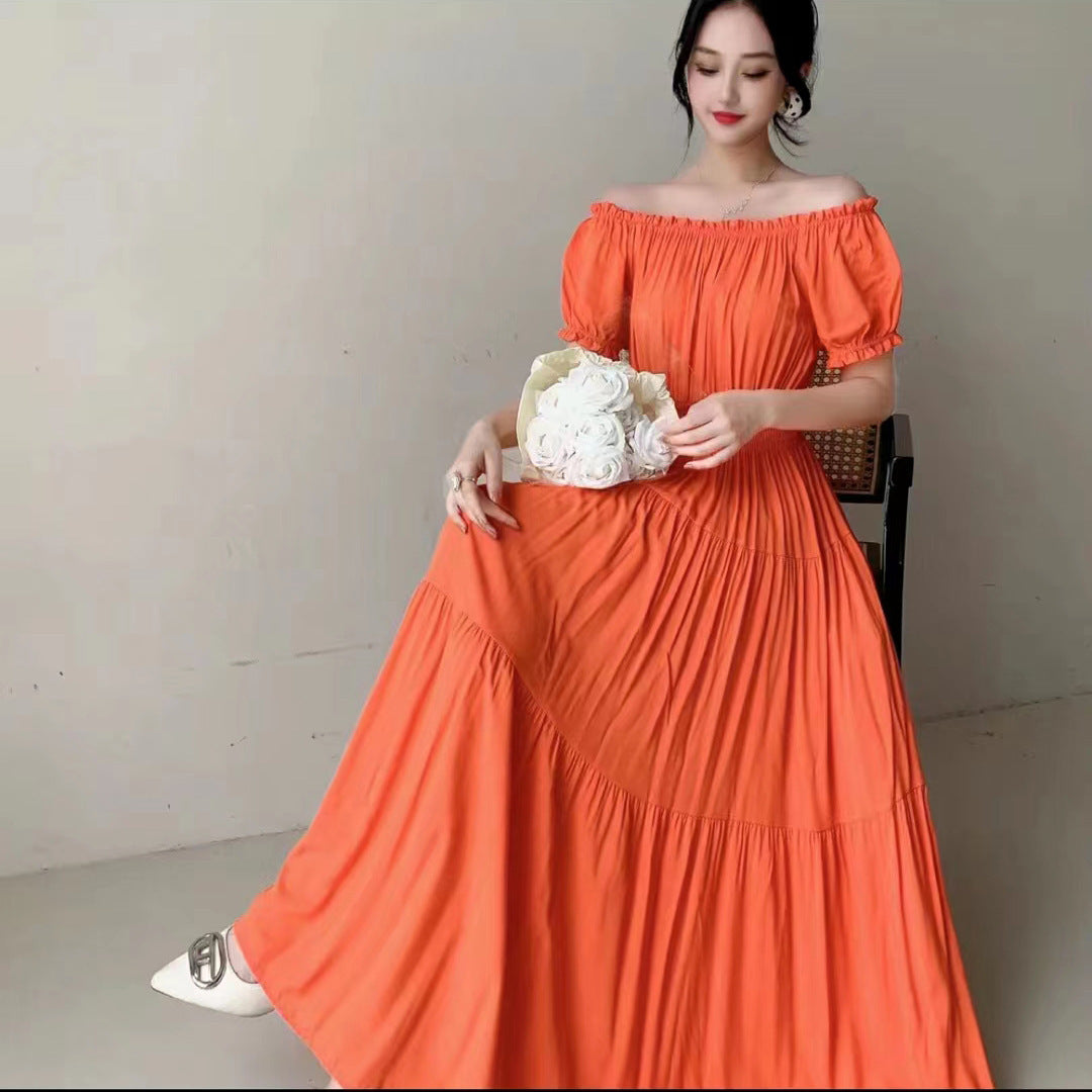 Off-neck Cotton Silk French Dress