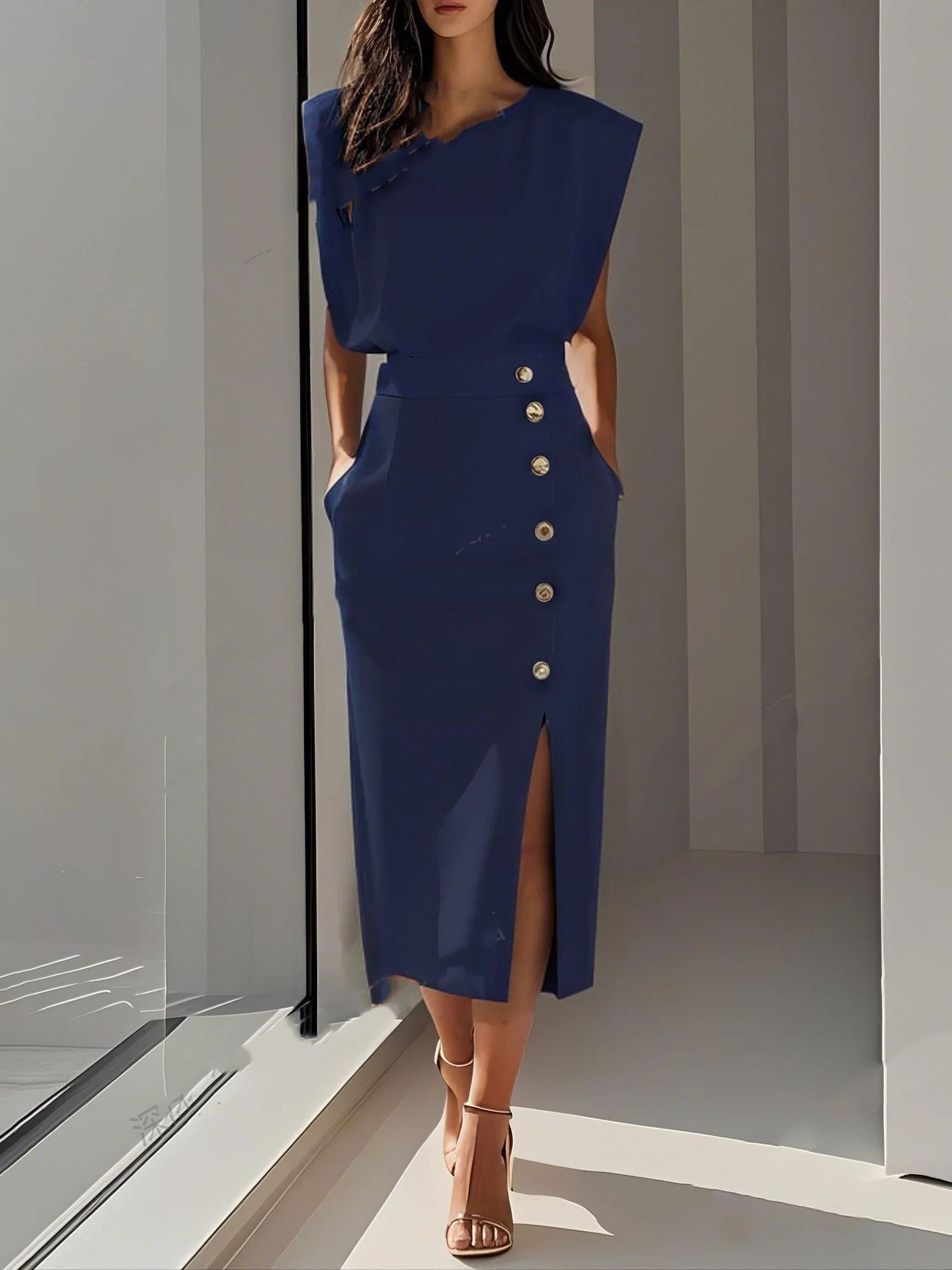 Solmira MetalSplit Midi Dress