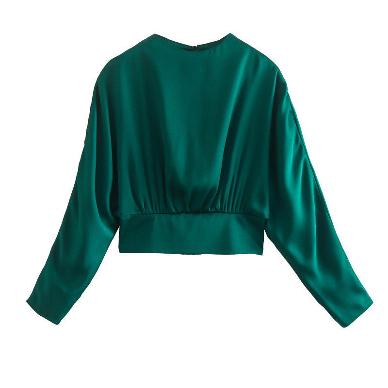 Women's Silk Shirt With Knot Decoration Skirt Suit