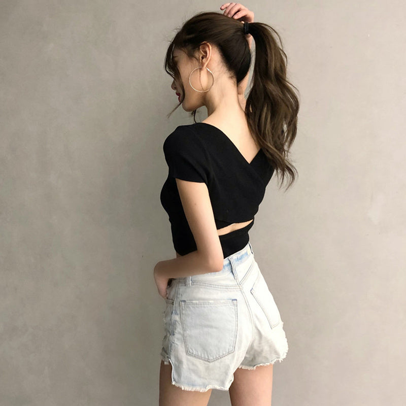 High waist ice silk tight top