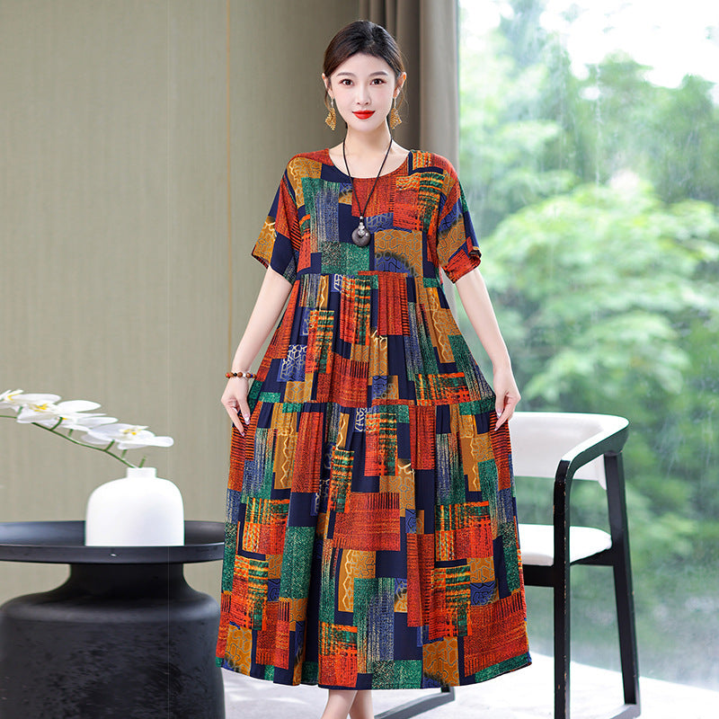 High End Floral Cotton Silk Dress For Women