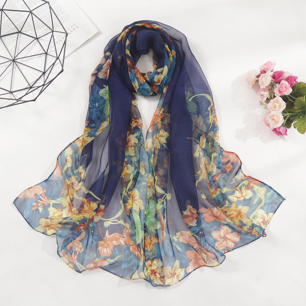 Summer Sunscreen Simulation Silk Beach Towel All-match Scarf