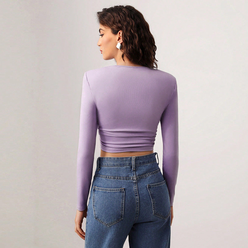 Women's Hollow Out Slim-fit Milk Silk Top