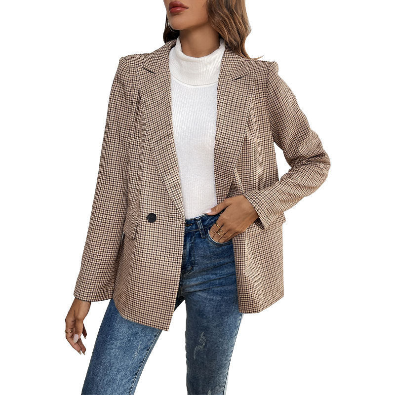 Monarch Houndstooth One-Button Blazer
