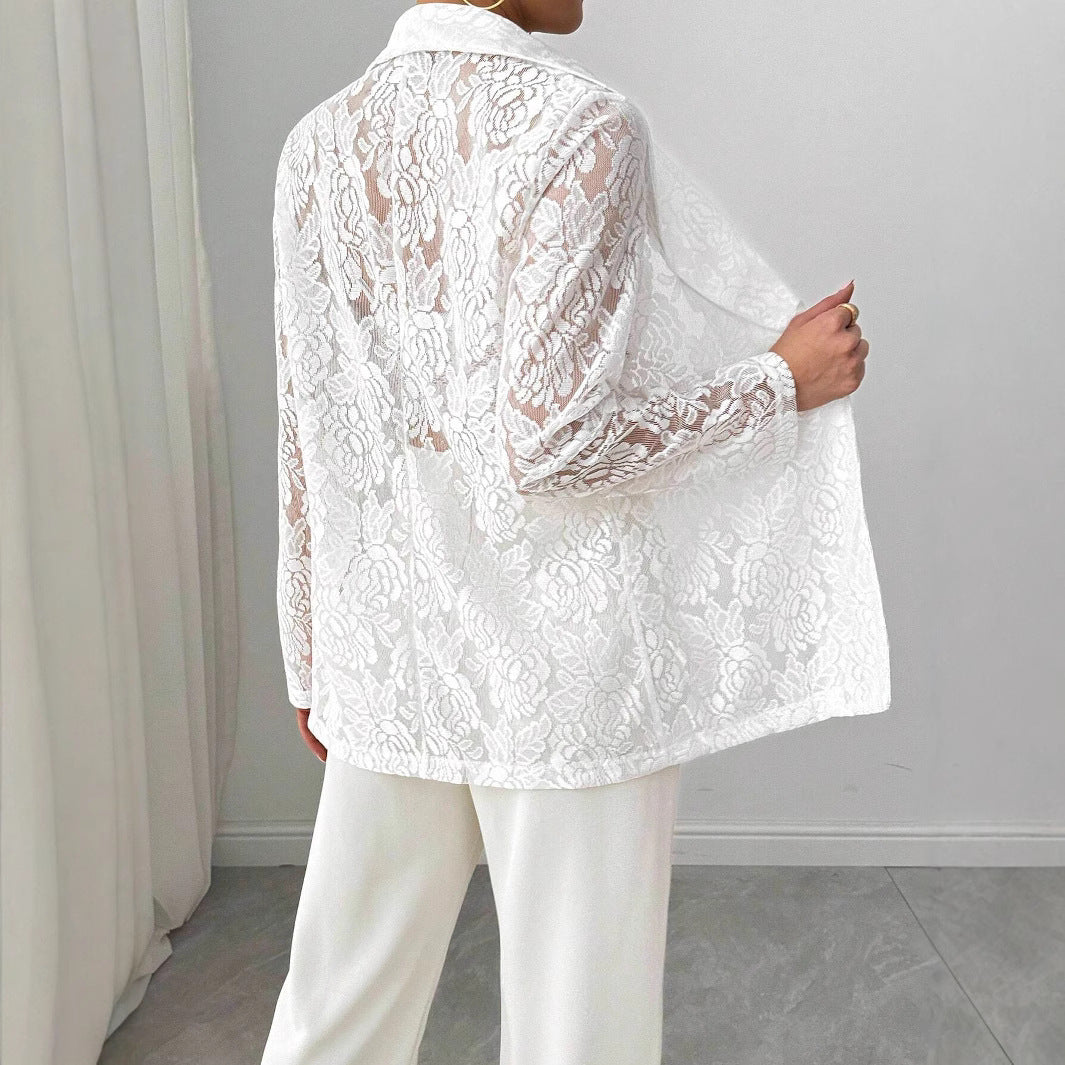 IvoryGrace Lace Embroidered Blazer