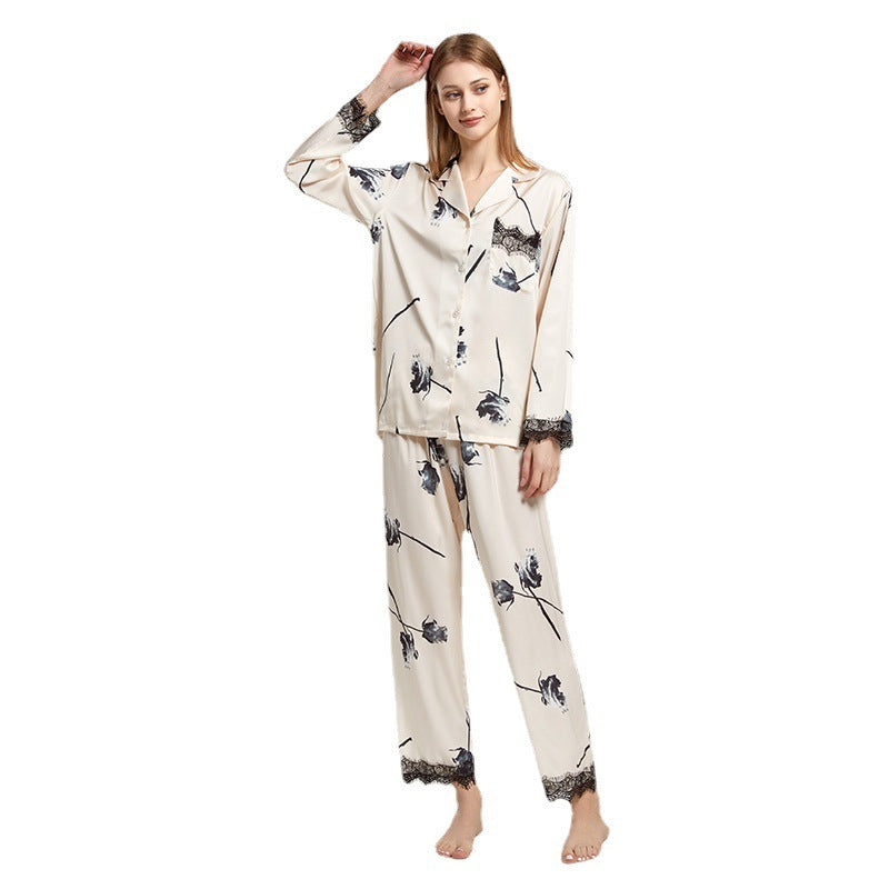 Women's Fashion Indoor Cool Feeling Ice Silk Pajamas Set