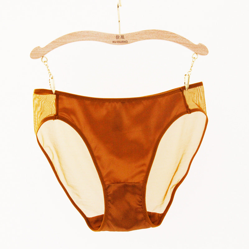 Knitted Mid-waist Silk Satin Mesh Mulberry Silk Underwear
