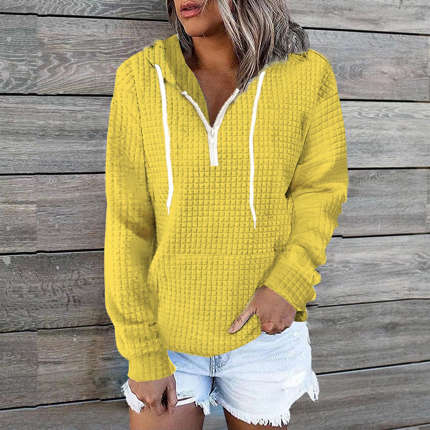 CozyWaffle Knit Hoodie Coat