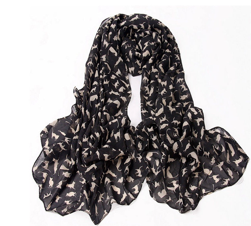 Women's Silk Chiffon Kitty Long Scarf