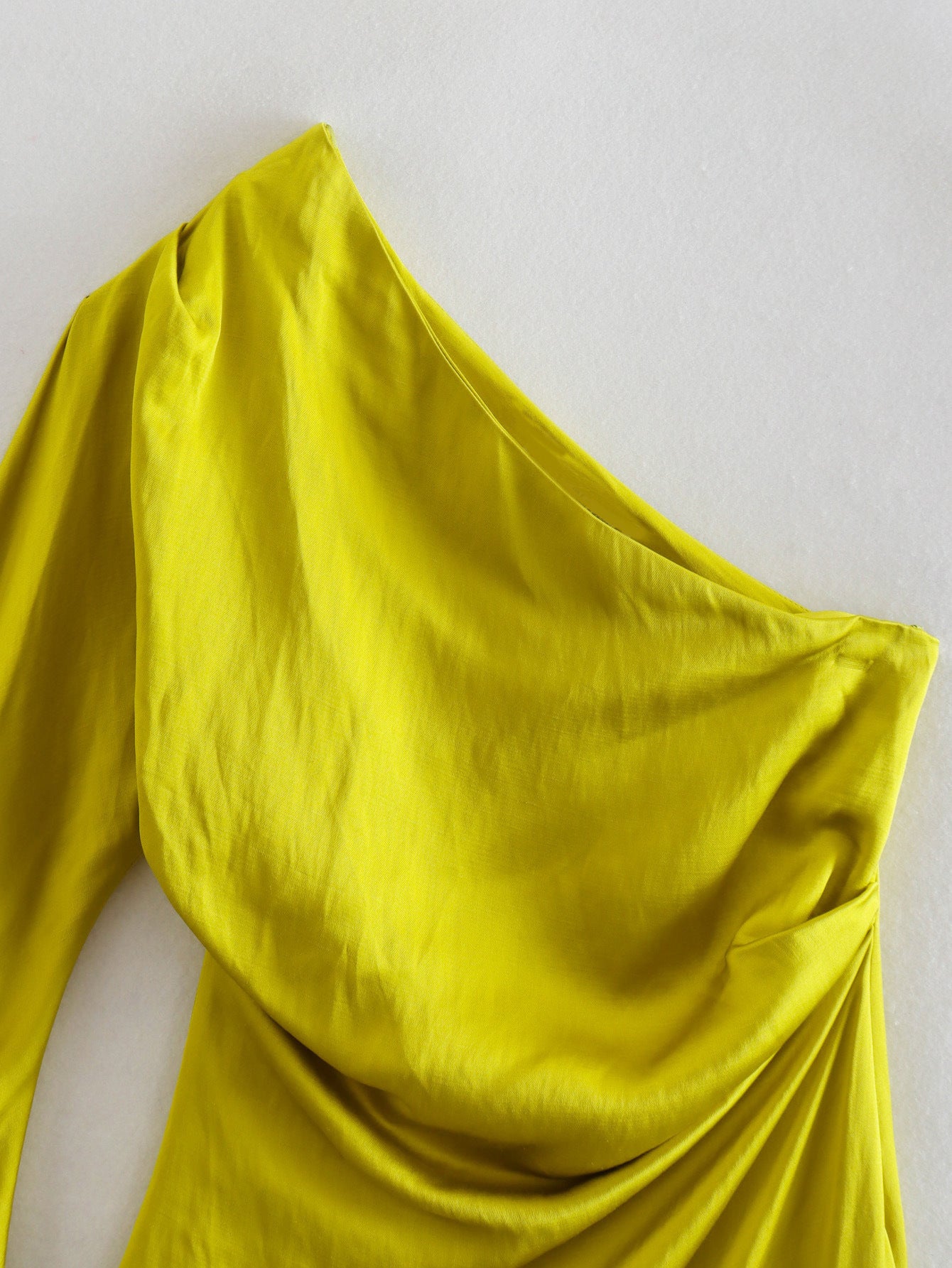 New European And American Style Asymmetric Silk Satin Slit Dress