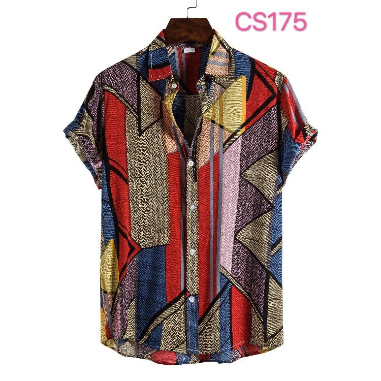 Style Silk Cotton Short-sleeved Lapel Shirt
