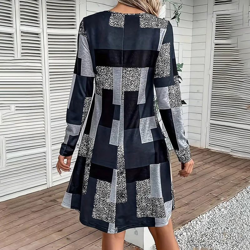 Veridia Print Long Sleeve Dress