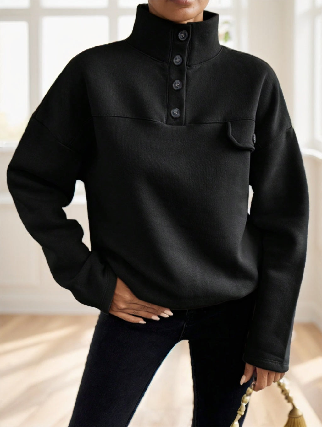RueChic FlapSnap Sweatshirt