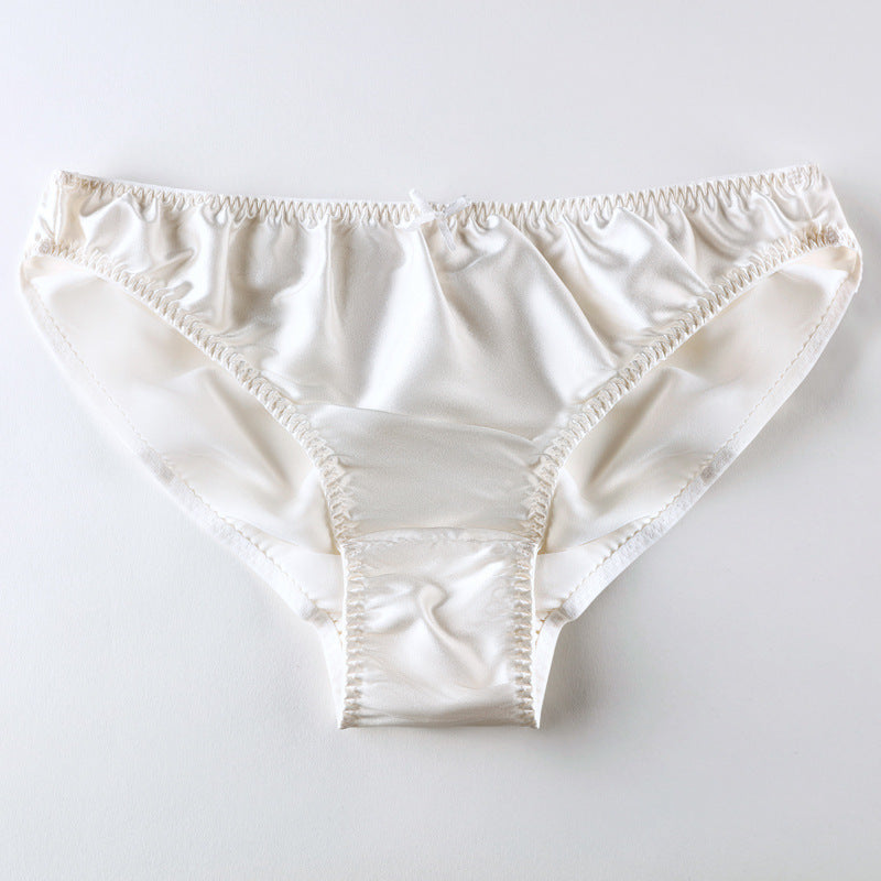 Women's Simple Small Bowknot Solid Color Silk Briefs