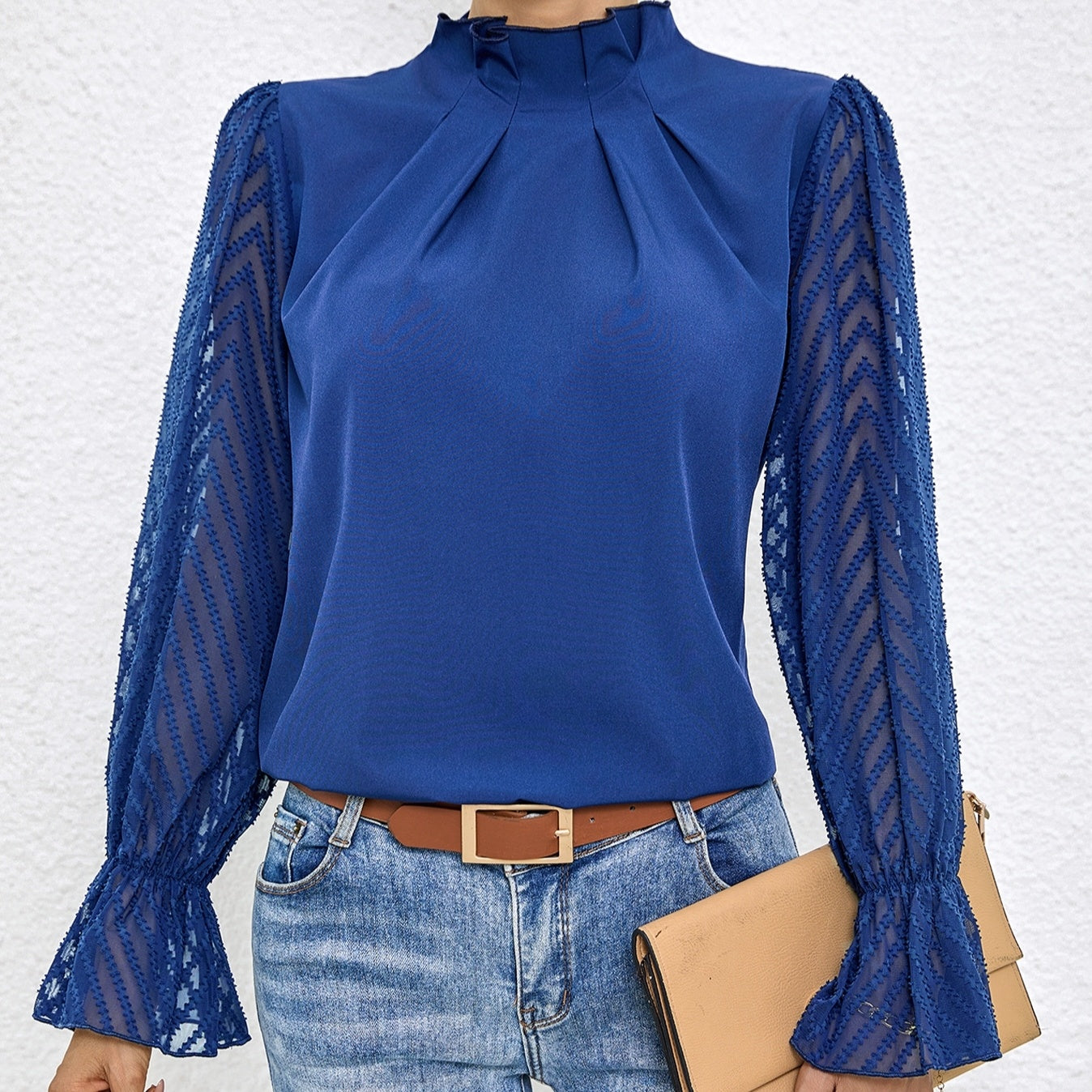 Noirelace Mesh Collar Shirt