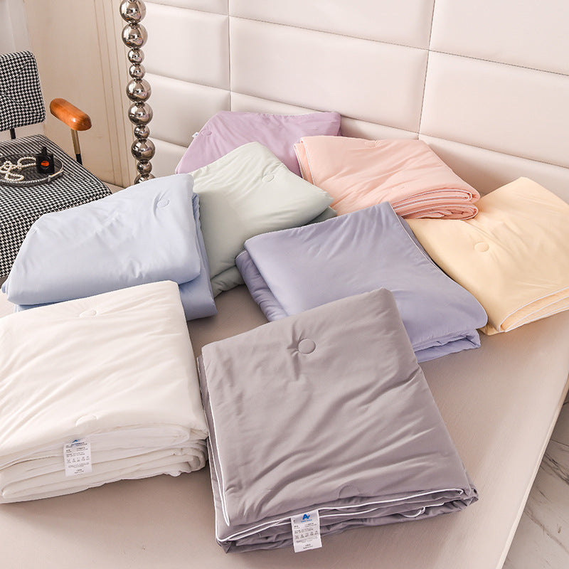 Cool Silk Ice Cream Summer Quilt Pure Color Ice Silk Airable Cover