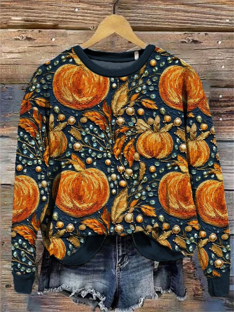 PumpkinCharm Digital Print Sweater