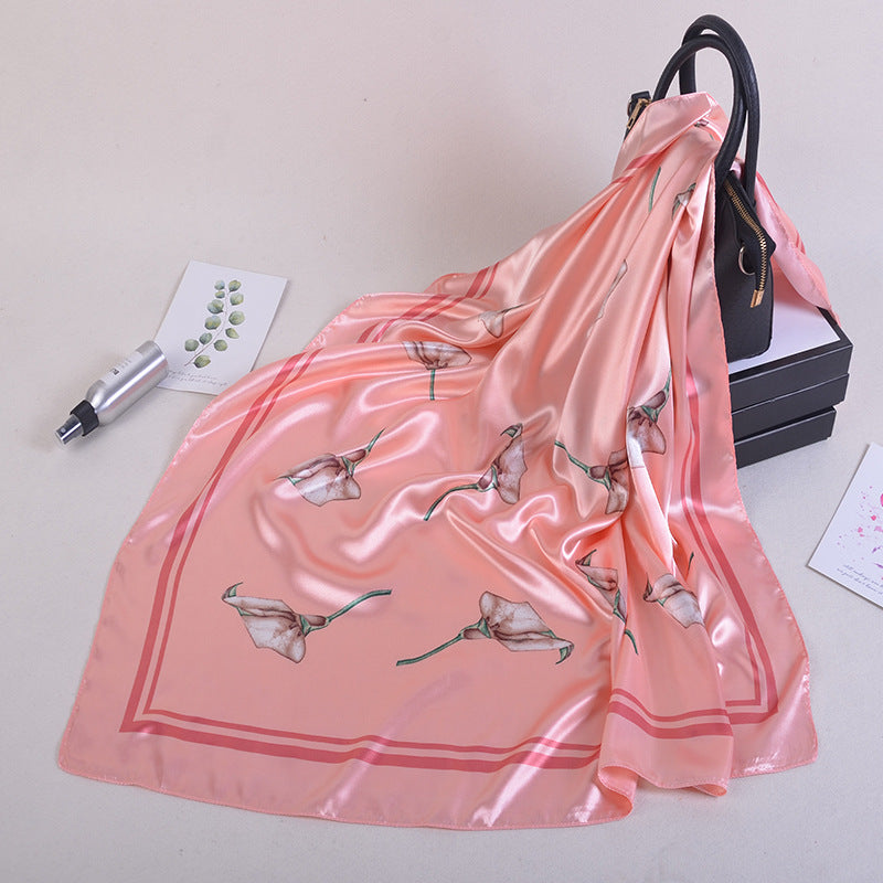Fashion Plant Flower Simulation Silk Scarf Muslim Headscarf