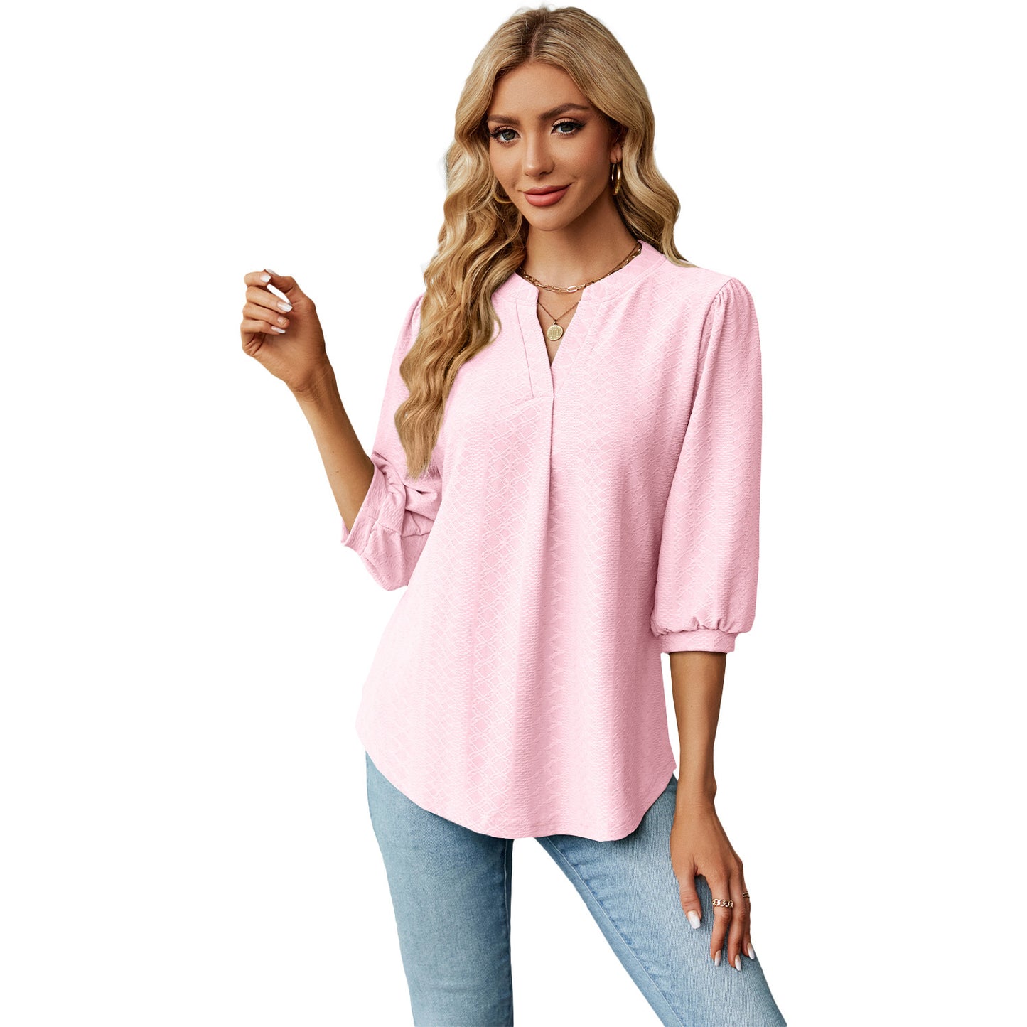 Velmira Jacquard Pleat Top