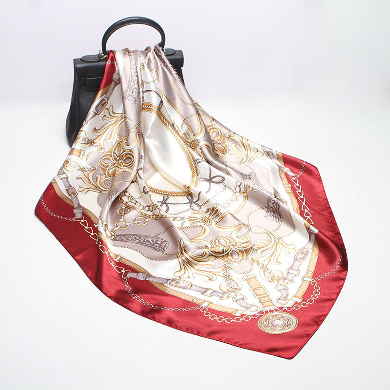 Fashion Retro Women's Printed Silk Square Scarf