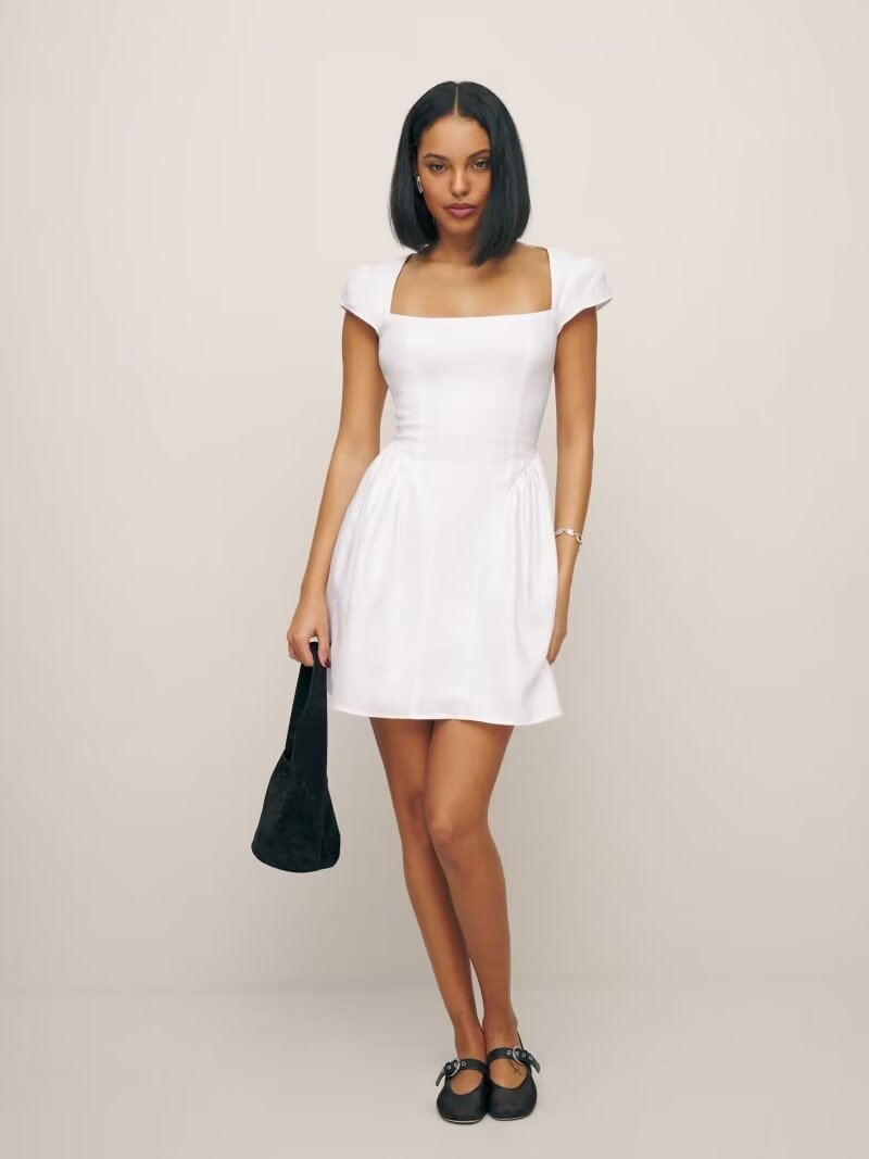 Lunara Square Neck Linen Dress