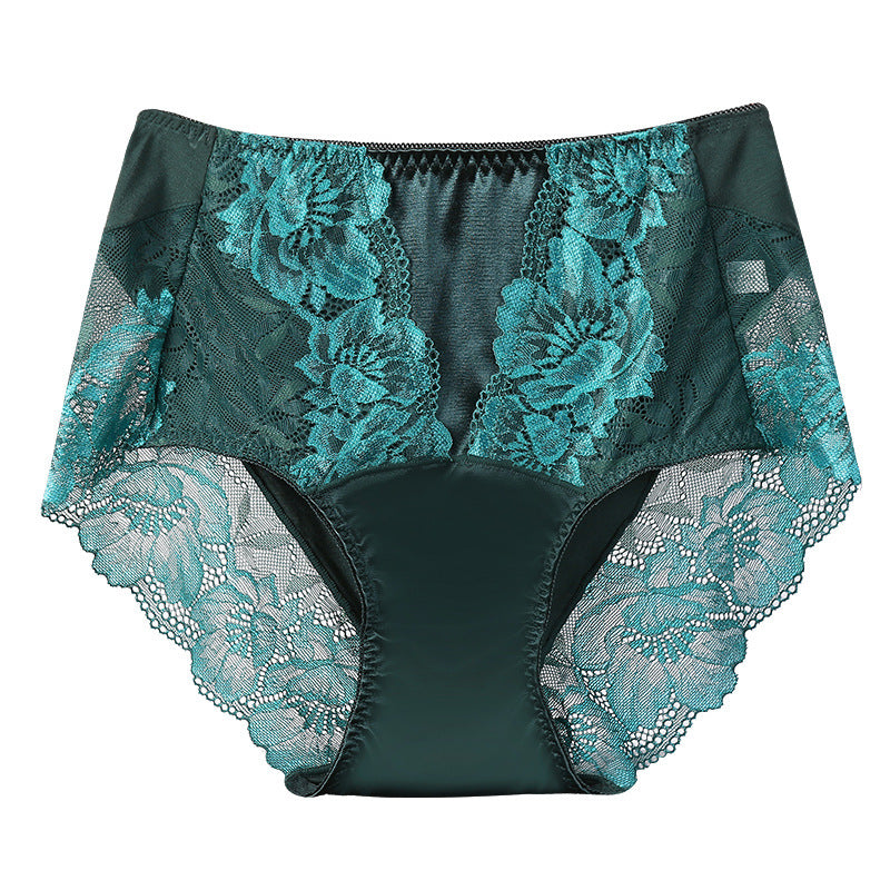 Women's Ice Silk Mid-high Waist Sexy Lace Underwear