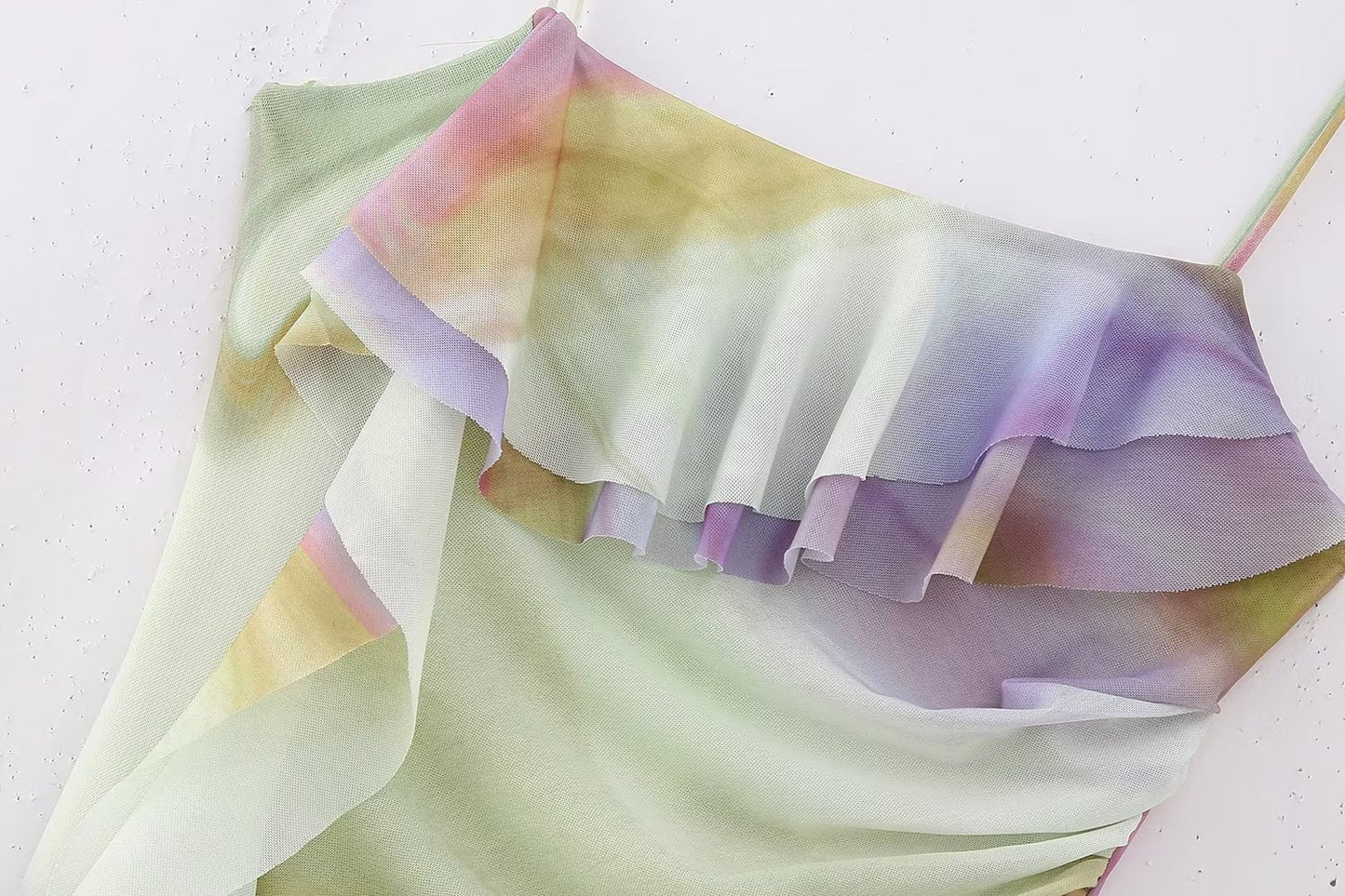 Laminated Decoration Printed Silk Net Dress