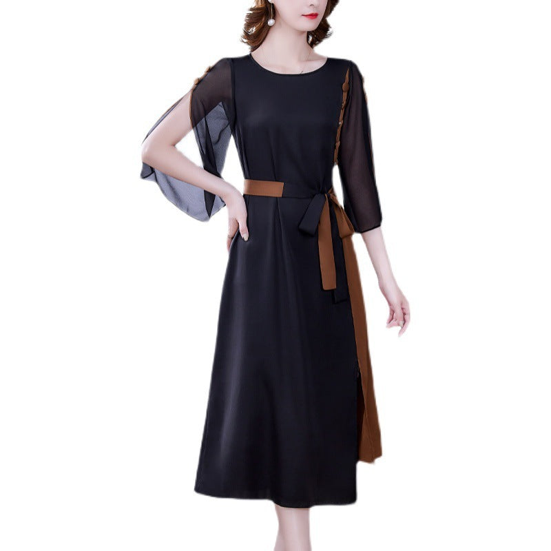Silk Dress Color Matching Retro Temperament