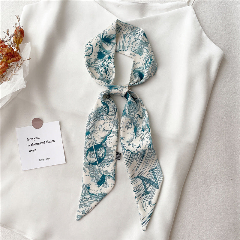 Women's Fashion Creative Letters Silk Scarf