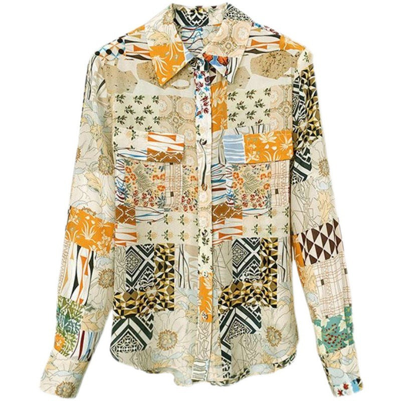 Women's All-match Casual Mulberry Silk Long-sleeved Shirt