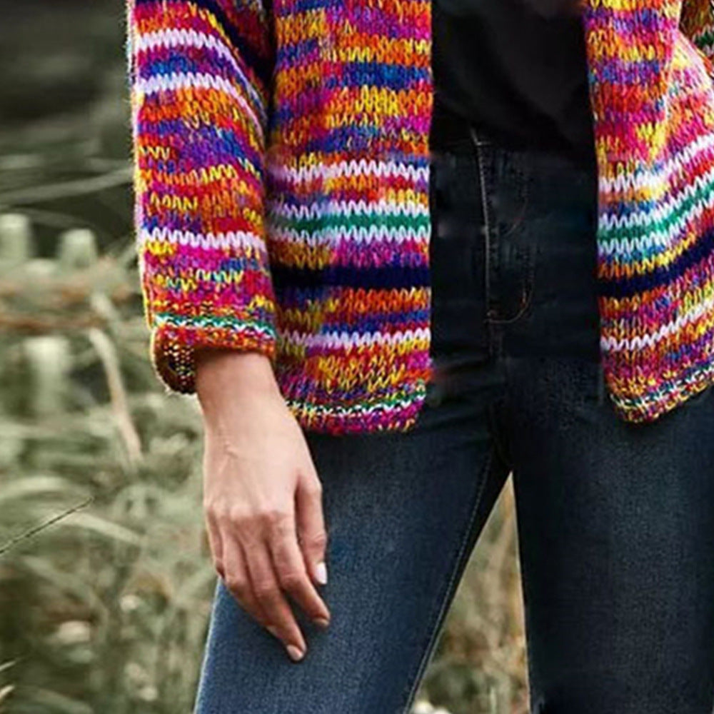 StripeHaven Wool Knit Cardigan Jacket