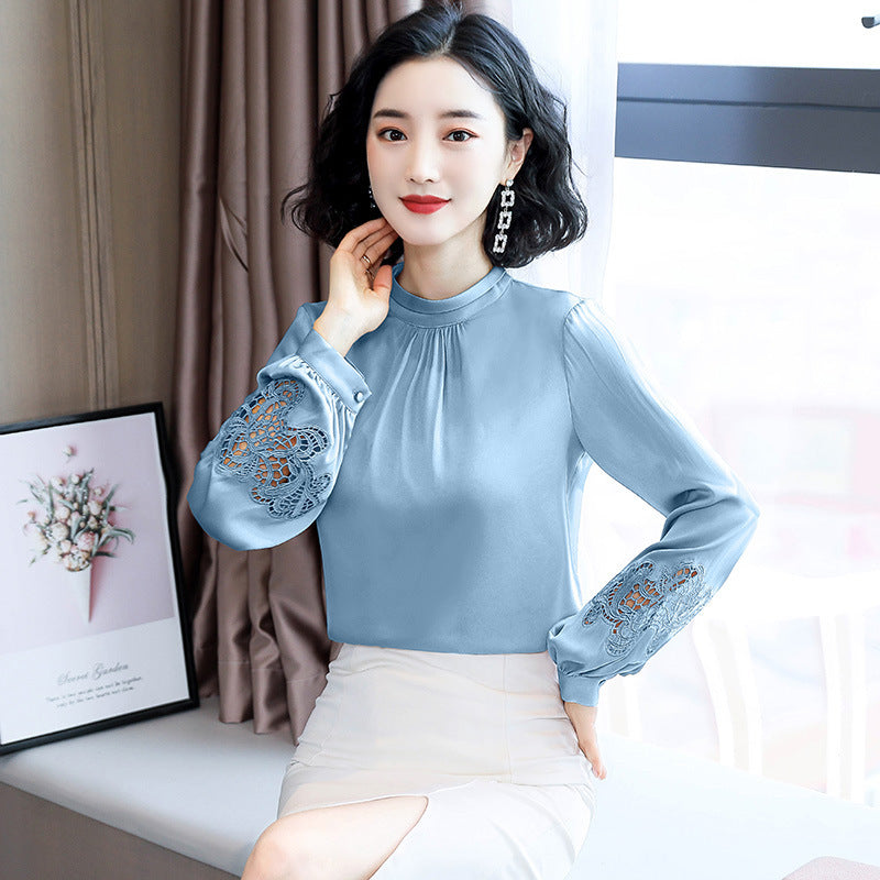 Fashionable Western-style Slim Fit And Thin Silk Embroidered Top
