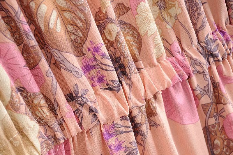 Cotton silk tassel lace up dress