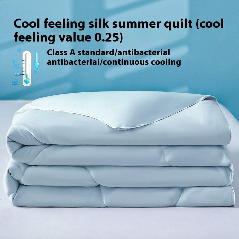 Pure Color Cool Silk Summer Blanket Airable Cover Single Double Summer Ice Cream Ice Silk Summer Quilt Machine Washable Thin Duvet