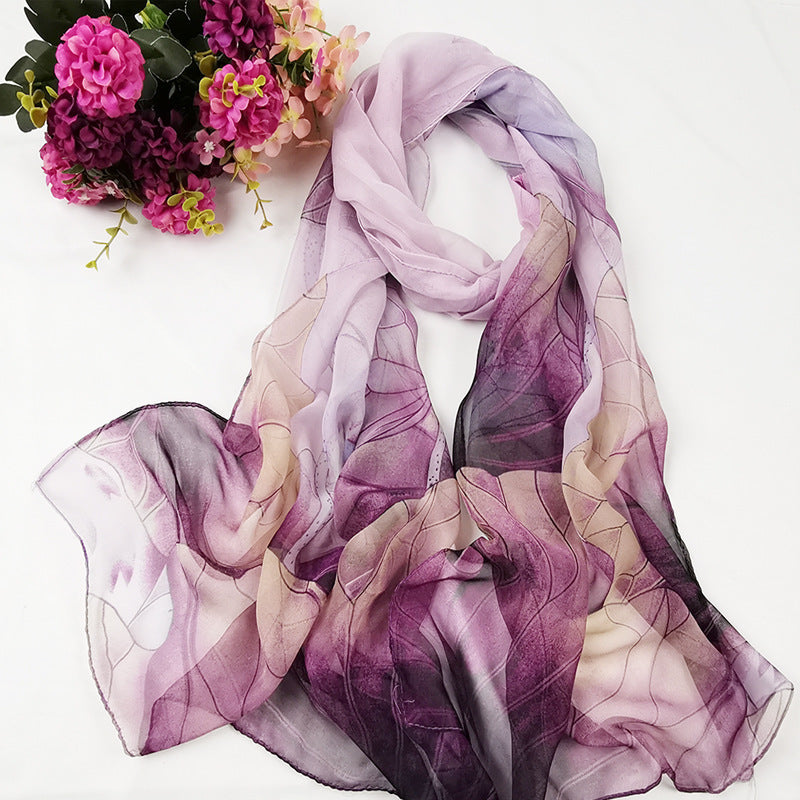 Summer Women's Sunscreen Long Silk Scarf