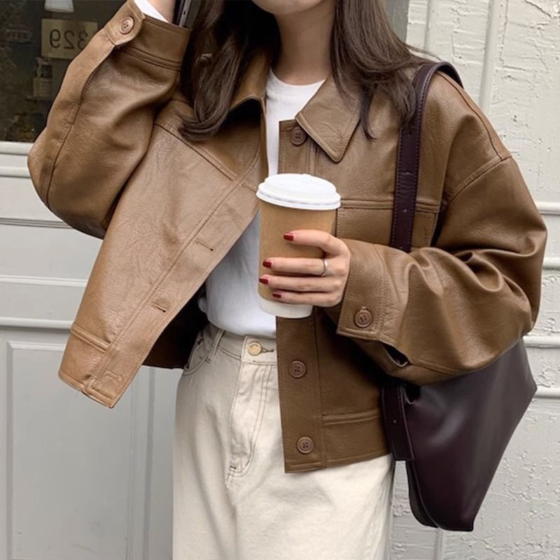 MochaLuxe Women's PU Leather Coat