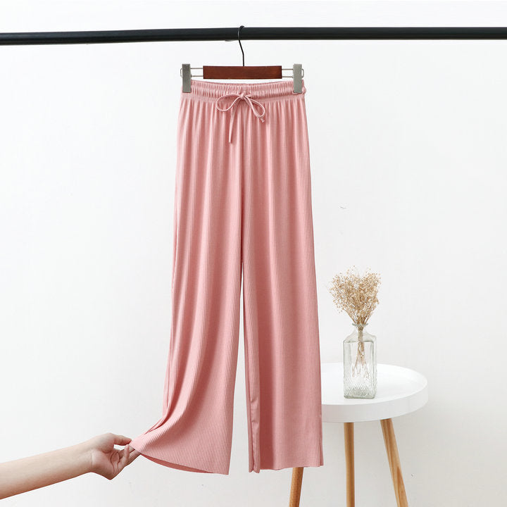 Draping ice silk wide-leg pants
