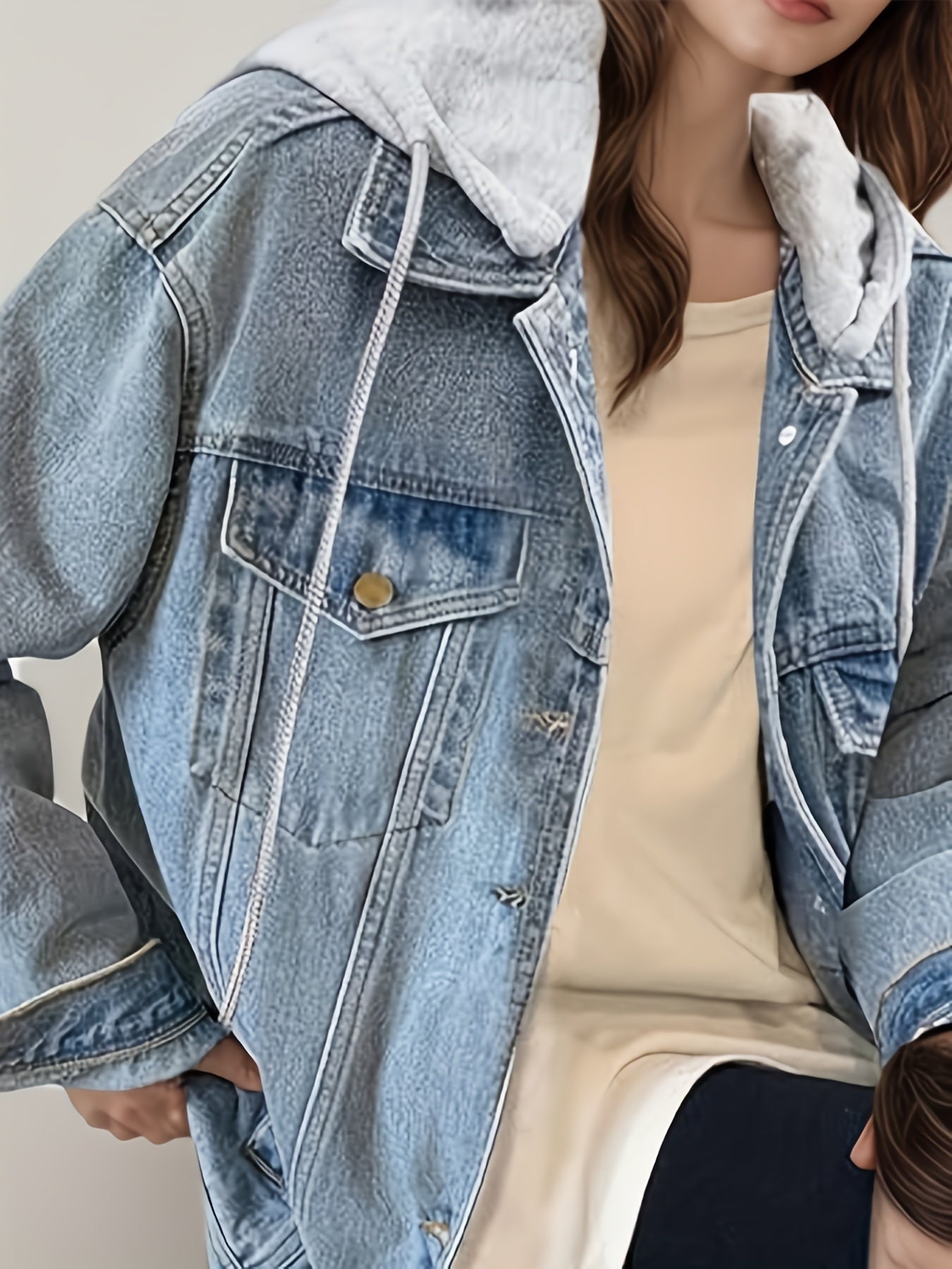 RetroLoom Oversized Hooded Denim Jacket