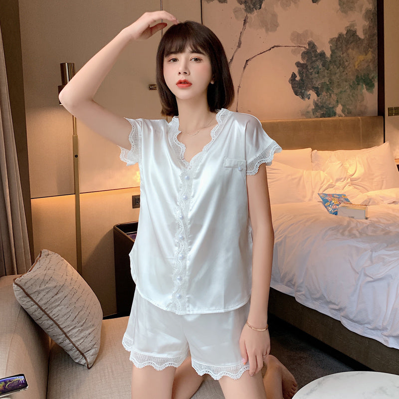 Summer ice silk thin lace women's pajamas