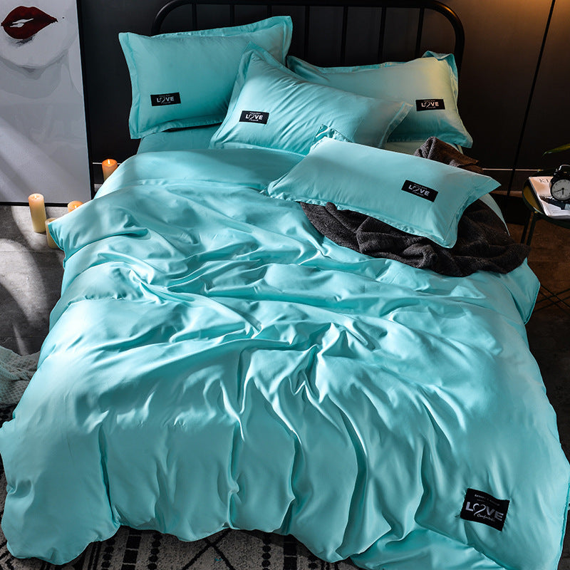 Simple washed cotton silk four piece set