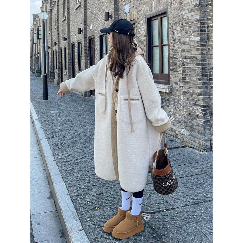 Faux Lamb Wool Coat Loose Casual Mid-length Cotton-padded Jacket