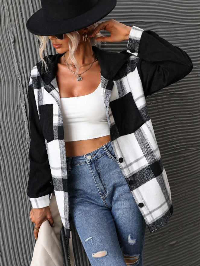 PlaidHaven Hooded Drape Coat