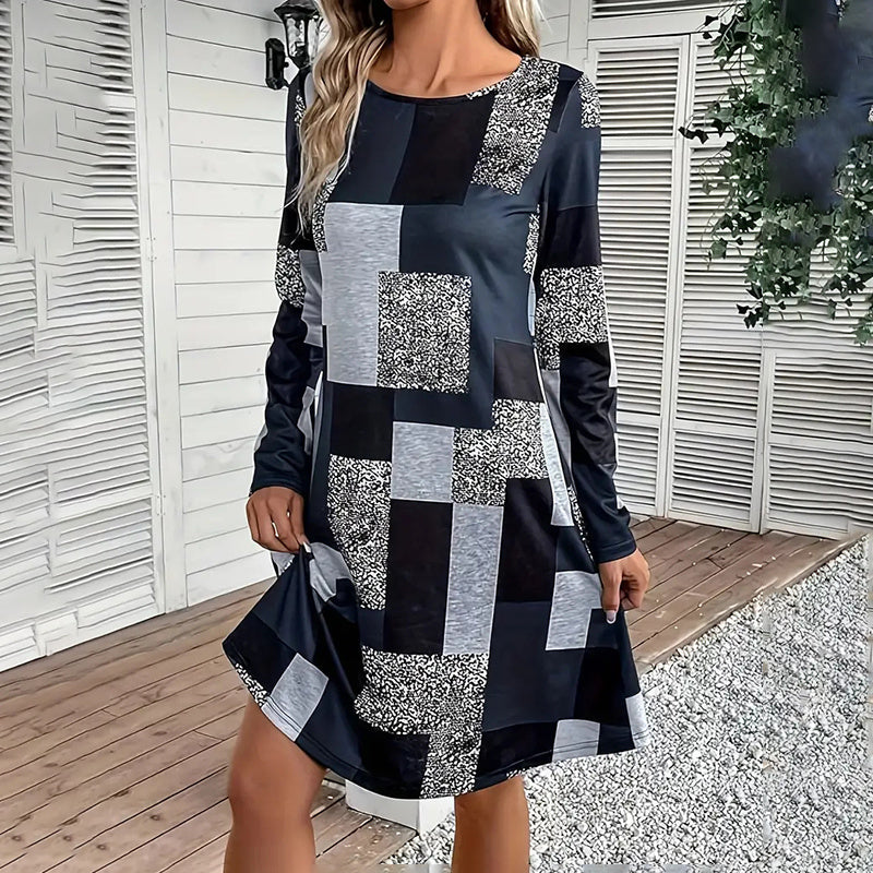 Veridia Print Long Sleeve Dress