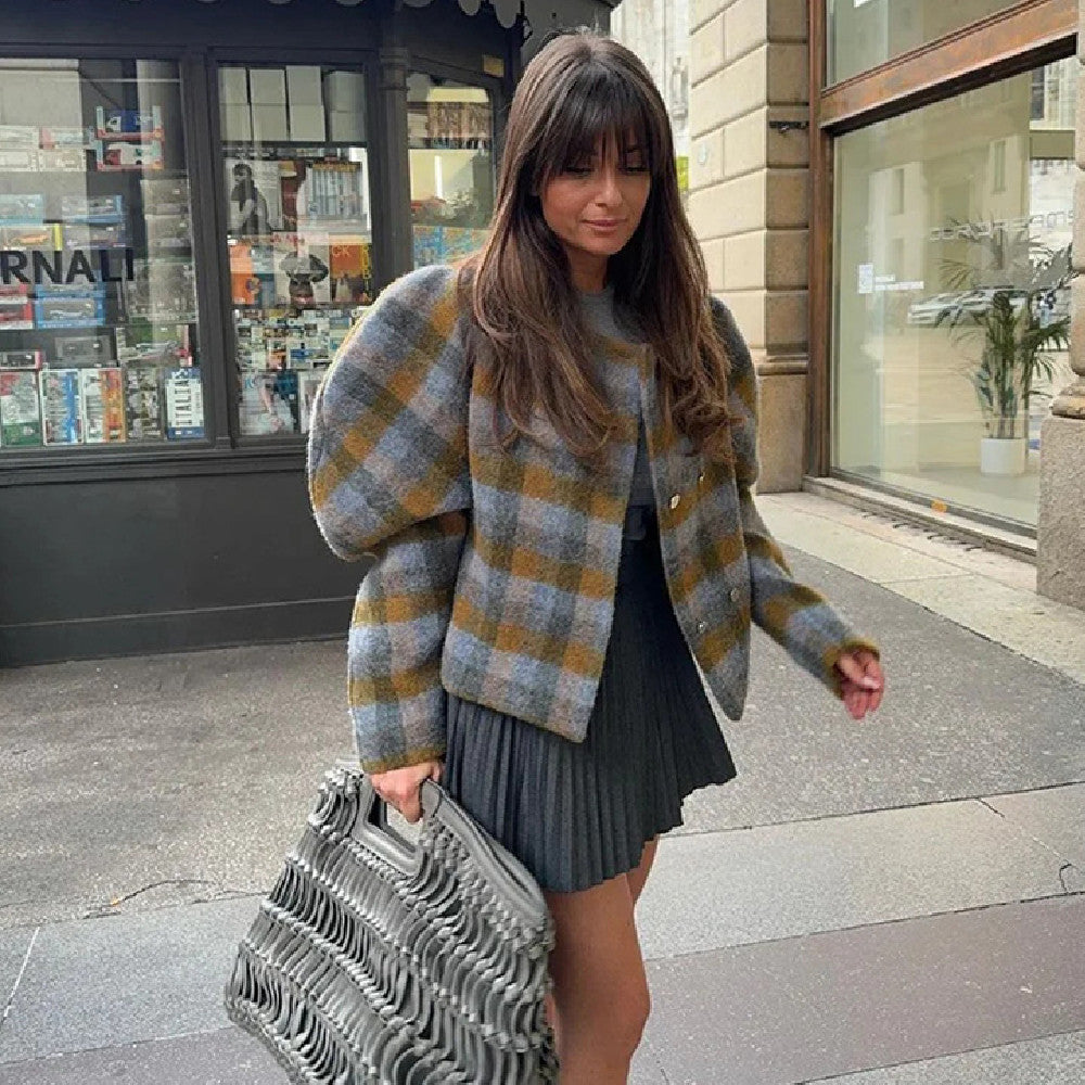 RetroGrid Contrast Check Coat