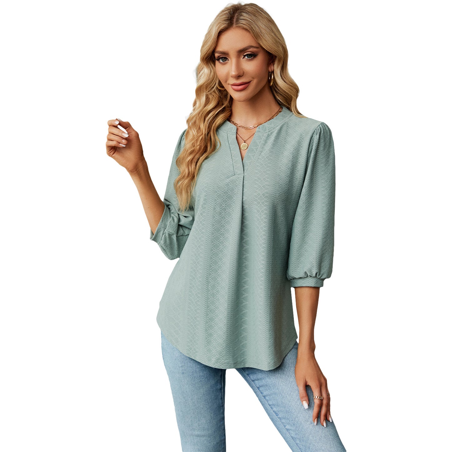 Velmira Jacquard Pleat Top