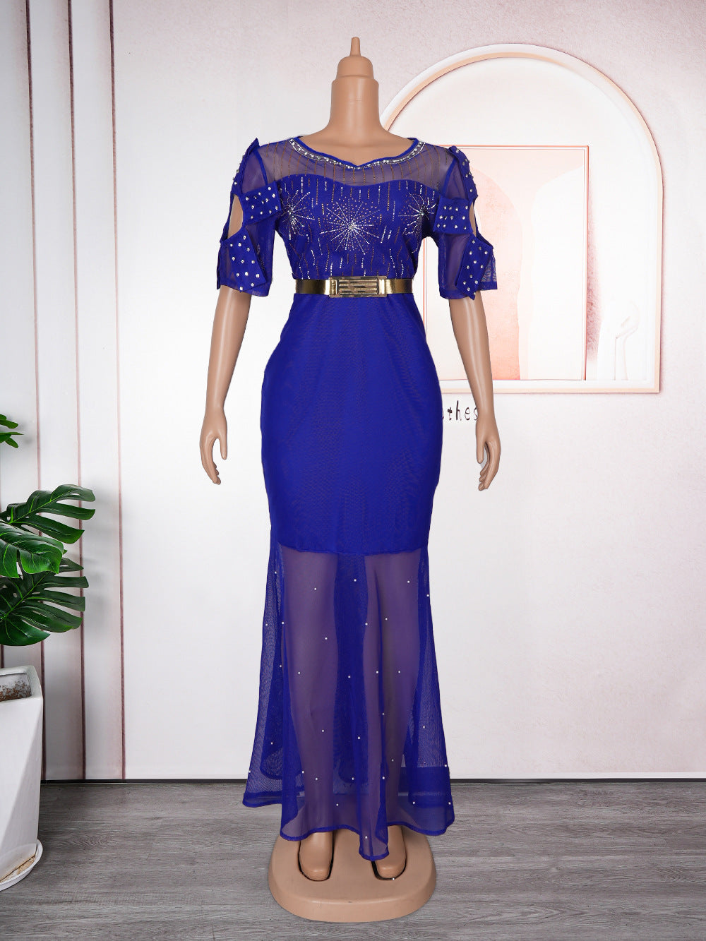 Celestia Noire – Luxe Diamond Fishtail Gown"