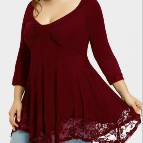 Loose Milk Silk Women's Lace Stitching Dress